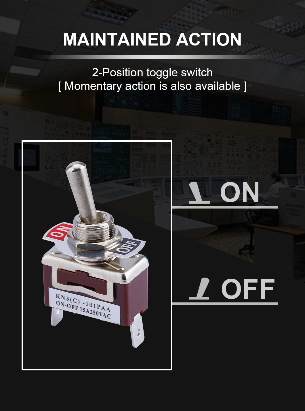 12mm Dpst on-on Solder Terminal 4pin Medium AC 15A 250V Silver Contact 2way Toggle Switch Brown