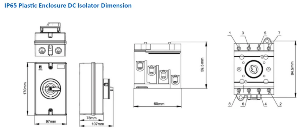 DC 1500V Electrical Isolator Switch for Solar Power System